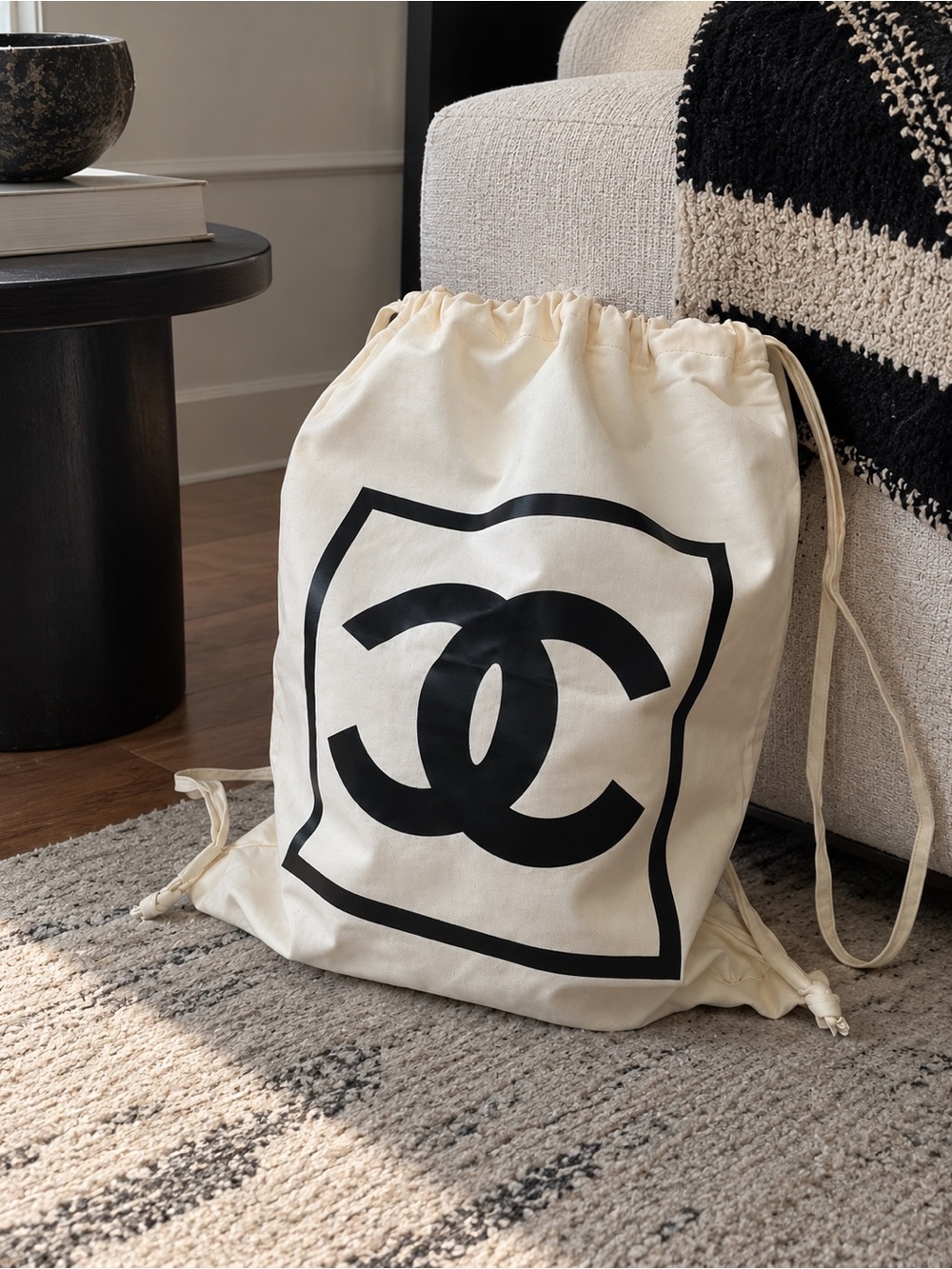 Chanel Beauty VIP Gift — Drawstring Canvas Backpack ivory